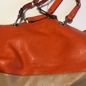 Calvin Klein orange and beige bag
